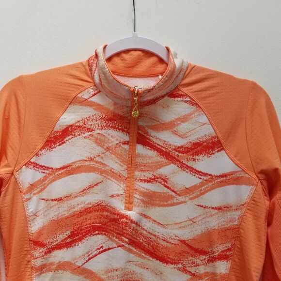 SanSoleil Shirt Women's S 1/4 Zip Pullover LS Golf UV 50+ Cooling Peach Orange - Picture 6 of 12